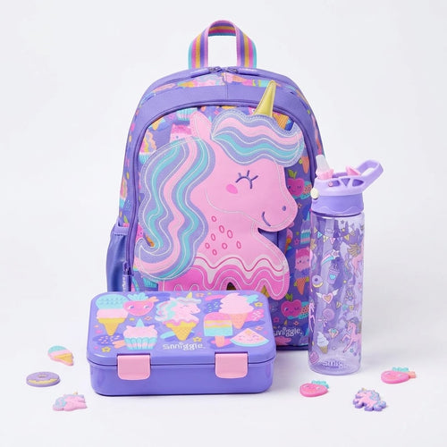 Original Smiggle Unicorn Ice Cream Backpack & Lunch Box & flask Set