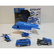  Police Deformable Track Aircraft Vehicle Play Set