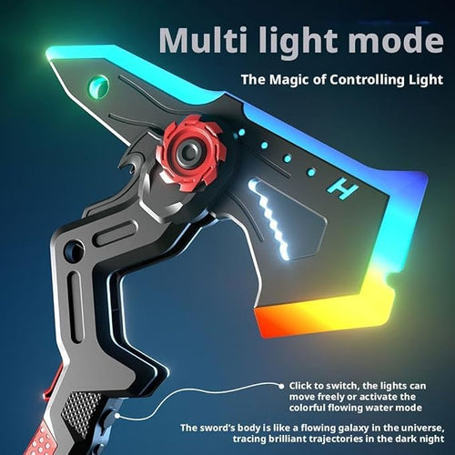 2-in-1 LED Fog Axe Sword Toy with Mist Spray, 7-Color Changing Lights, Sound & Vibration Effects, USB Rechargeable Transforming Sci-Fi Battle Axe for Cosplay, Kids & Gift