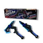 2-in-1 LED Fog Axe Sword Toy with Mist Spray, 7-Color Changing Lights, Sound & Vibration Effects, USB Rechargeable Transforming Sci-Fi Battle Axe for Cosplay, Kids & Gift