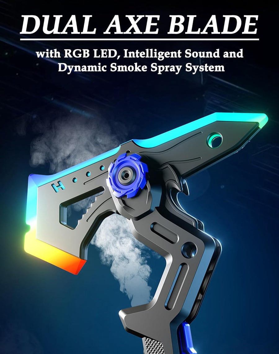 2-in-1 LED Fog Axe Sword Toy with Mist Spray, 7-Color Changing Lights, Sound & Vibration Effects, USB Rechargeable Transforming Sci-Fi Battle Axe for Cosplay, Kids & Gift