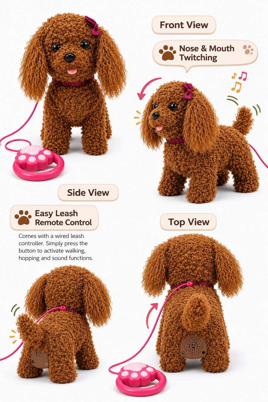 Walking Plush Dog Toy with Sound – Brown
