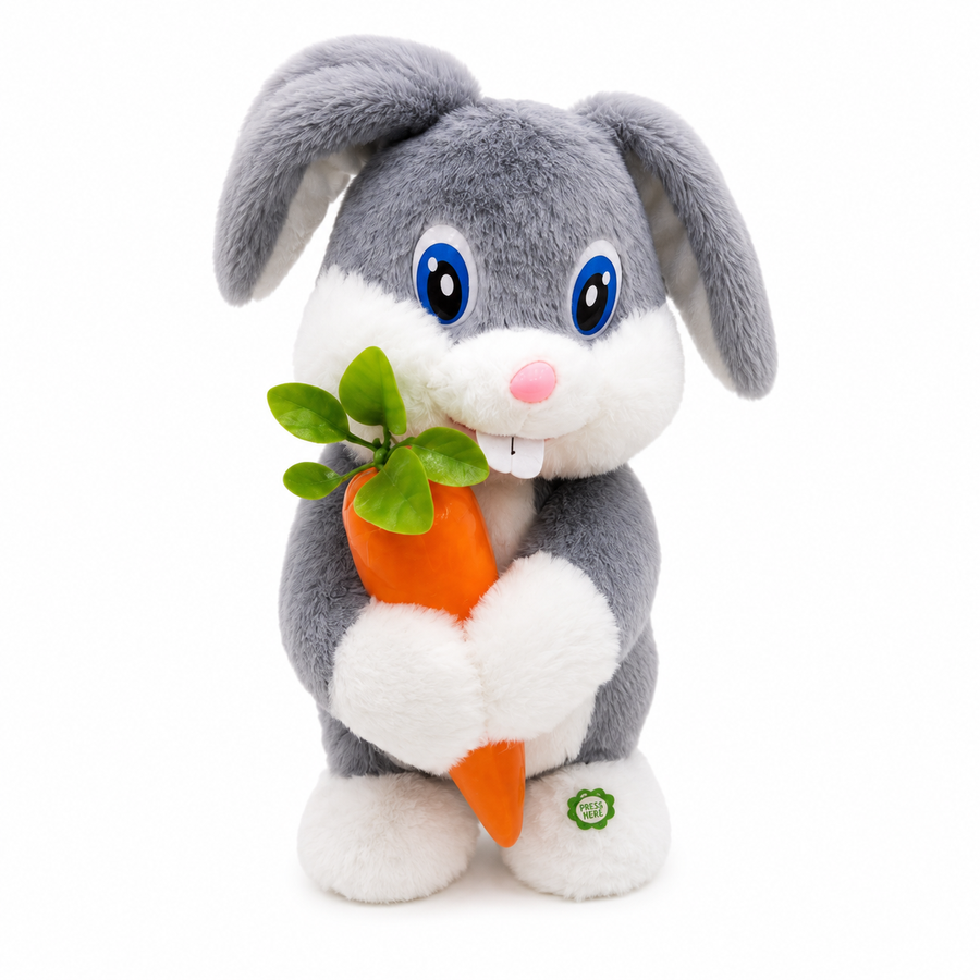 Dancing Rabbit Plush Toy with Music – Grey