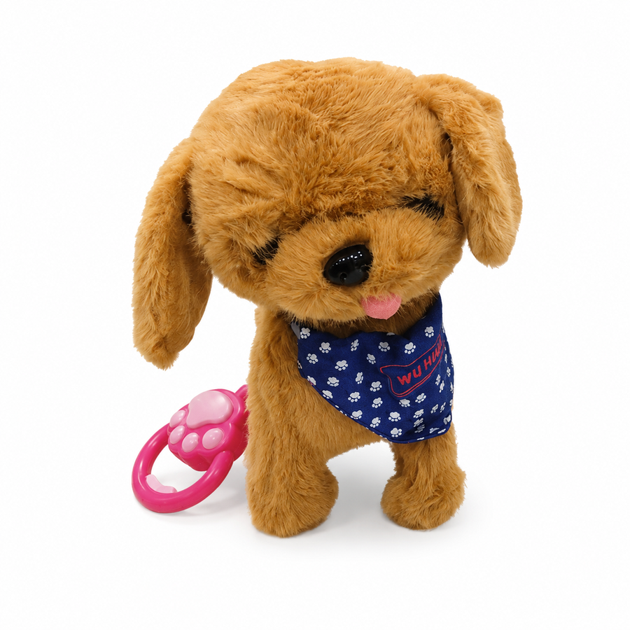 Walking Plush Dog Toy with Sound -Light Brown