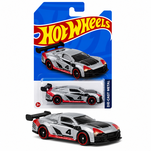 Hot Wheels Silver 4 Racing Car 1:64