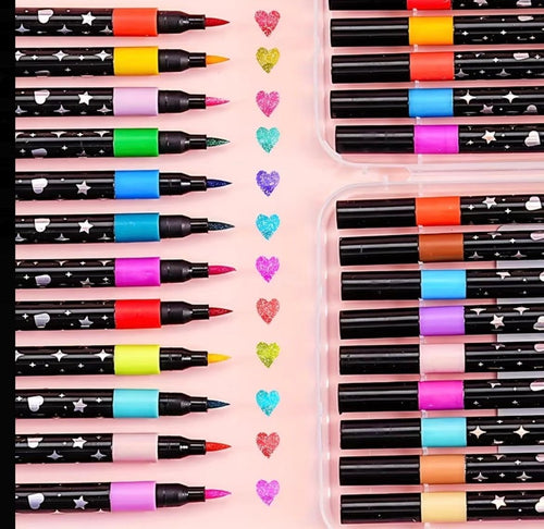 36PCS Glitter Dual Tip Marker Pen Set
