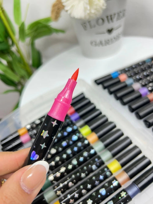 12PCS Glitter Dual Tip Marker Pen Set