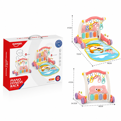 Huanger Piano Fitness Baby Walker-Pink