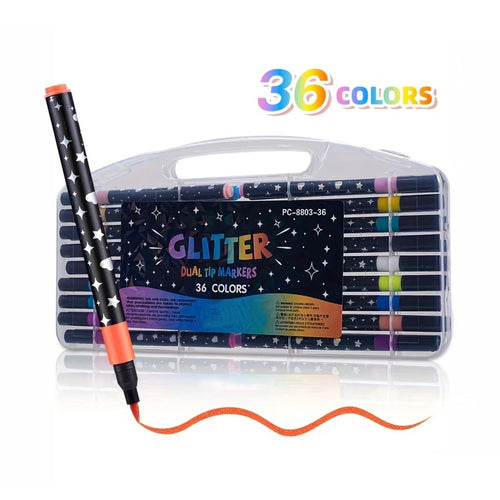36PCS Glitter Dual Tip Marker Pen Set
