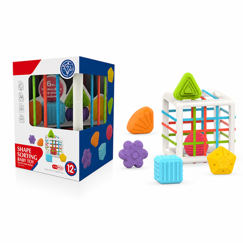 Huanger Shape Sorting Baby Toy – Sensory Sorting Cube (12+ Months)