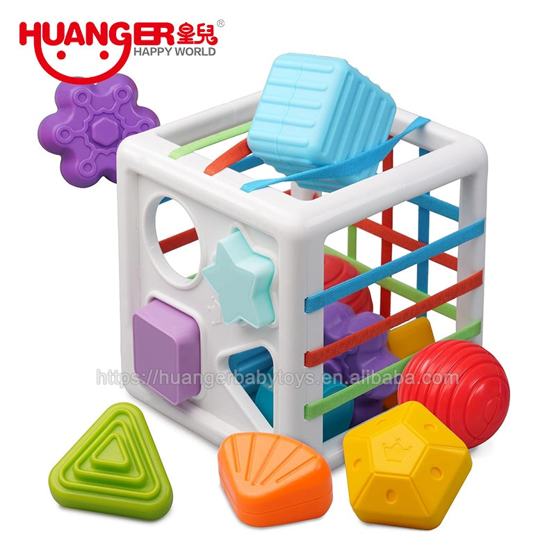 Huanger Shape Sorting Baby Toy Cube – 10 Pieces (18+ Months)