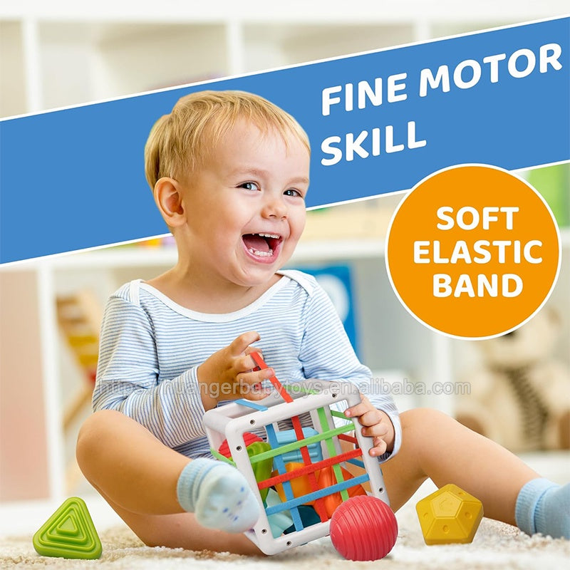 Huanger Shape Sorting Baby Toy Cube – 10 Pieces (18+ Months)