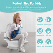 Kids Training Potty Toilet with Flush Sound & Lid – White/Grey