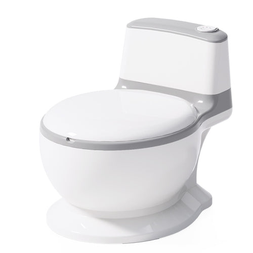 Kids Training Potty Toilet with Flush Sound & Lid – White/Grey — alternate view