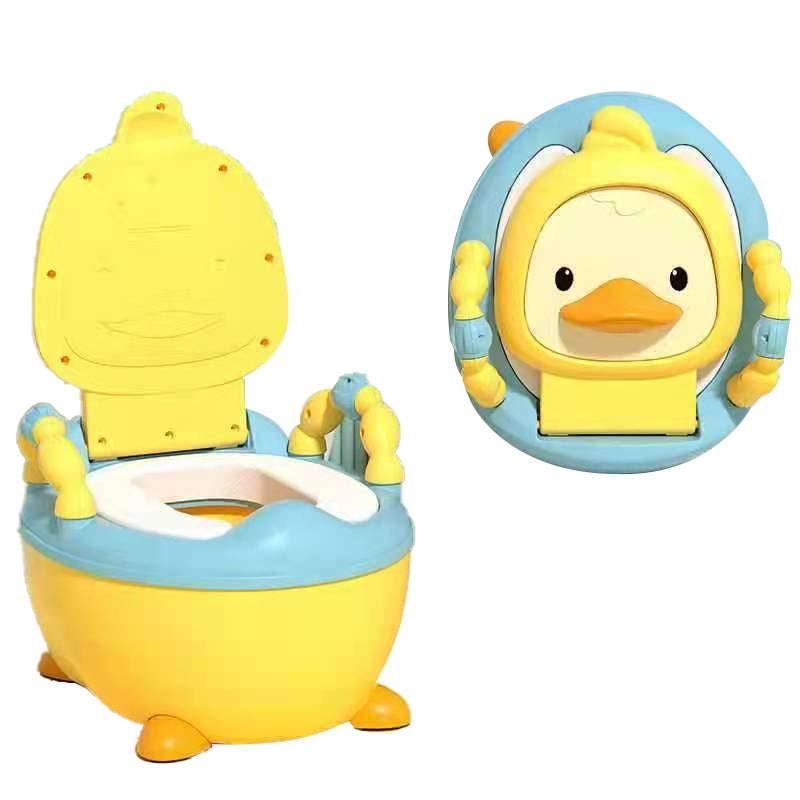 Kids Duck Potty Training Toilet with Foldable Step Stool & Handles