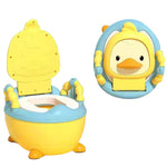 Kids Duck Potty Training Toilet with Foldable Step Stool & Handles