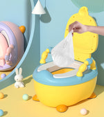 Kids Duck Potty Training Toilet with Foldable Step Stool & Handles
