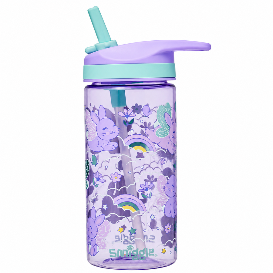 Original Smiggle Bunny Kids Water Bottle 450ml with Straw