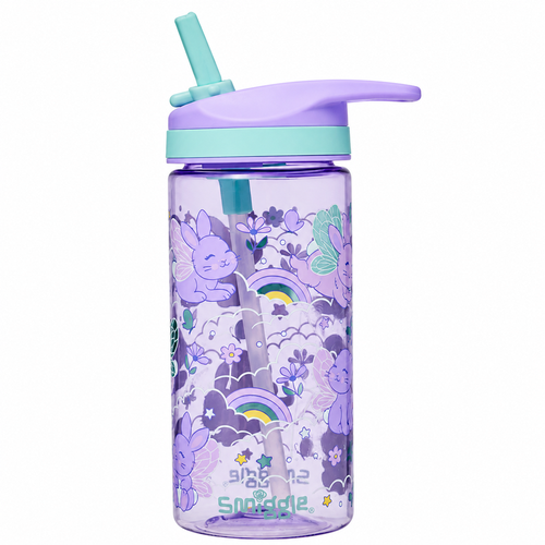 Original Smiggle Bunny Kids Water Bottle 450ml with Straw