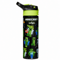 Original Smiggle Minecraft Kids Water Bottle 650ml with Straw