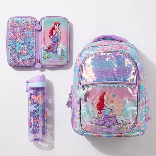 Original Smiggle Disney The Little Mermaid School Set – Backpack Size 18 + Pencil Case + 650ml Water Bottle