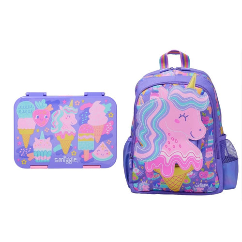 Original Smiggle Unicorn Ice Cream Backpack & Lunch Box Set – Size 15