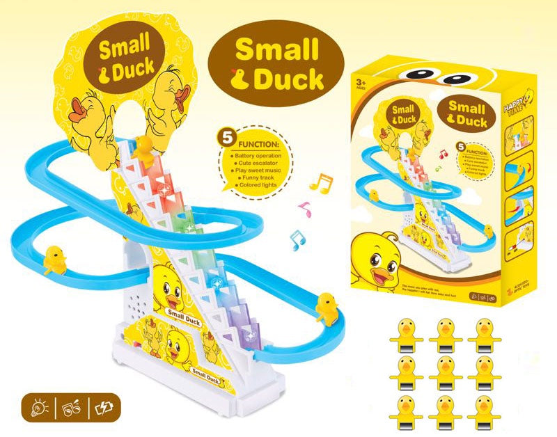 Small Duck Stair Climbing Musical Track Toy with Lights
