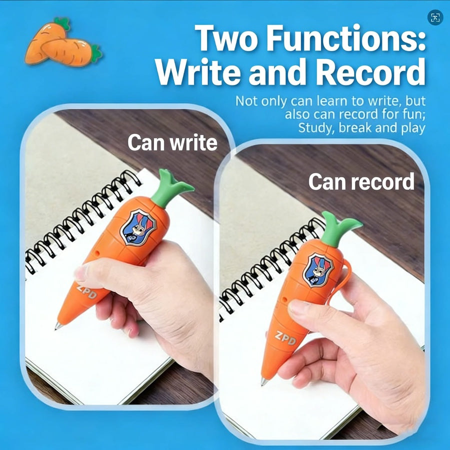 Carrot Voice Recorder Pen – 60 Second Recording & Writing Pen