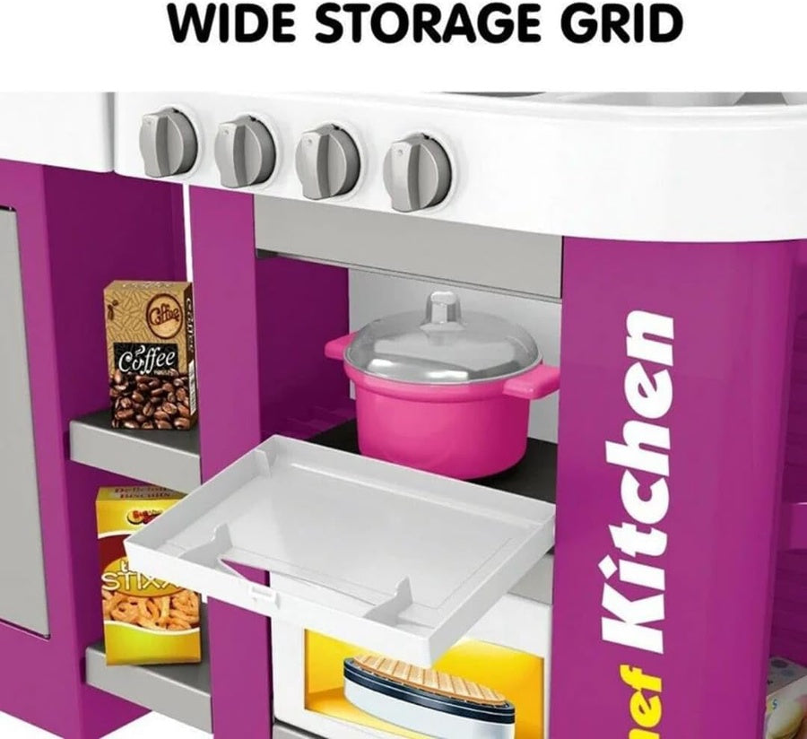 49-Piece Kids Pretend Play Kitchen Set with Lights & Sounds