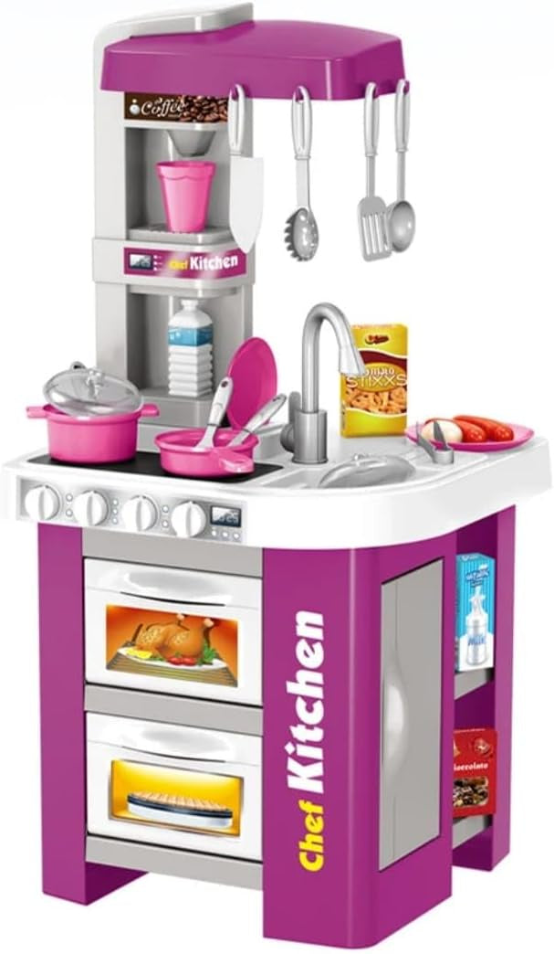 49-Piece Kids Pretend Play Kitchen Set with Lights & Sounds