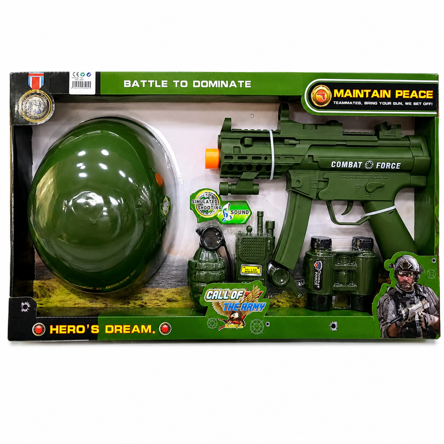 Military Combat Force Toy Gun Set with Helmet & Tactical Accessories