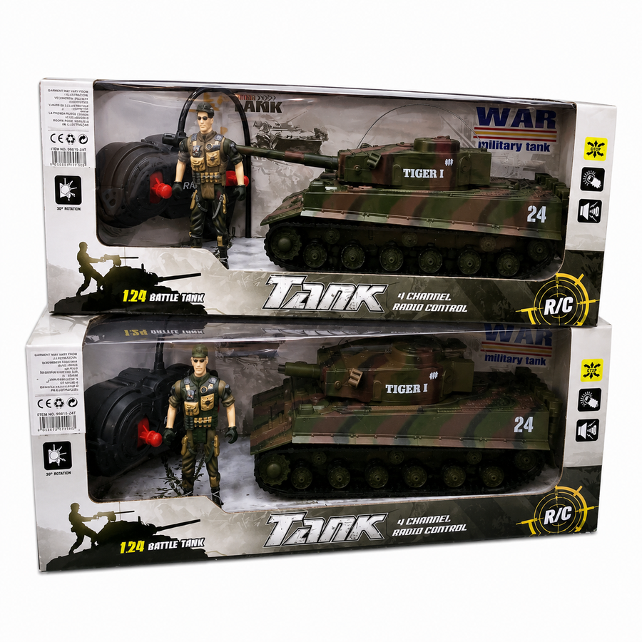 RC Battle Tank with Soldier Figure – 4 Channel Remote Control
