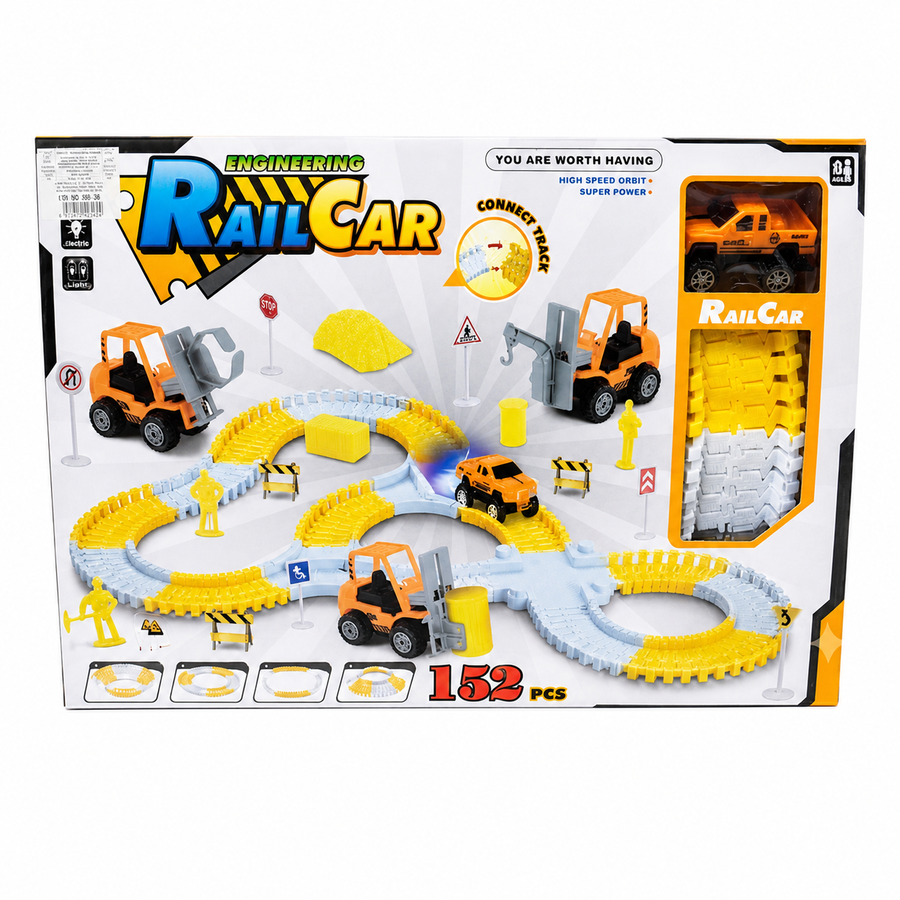 Engineering Rail Car Construction Track Set – 152 Pieces