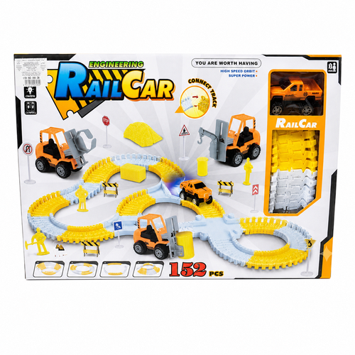 Engineering Rail Car Construction Track Set – 152 Pieces