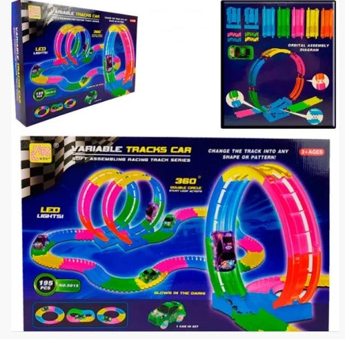 Variable Tracks Car Glow Racing Track Set – 235 Pieces