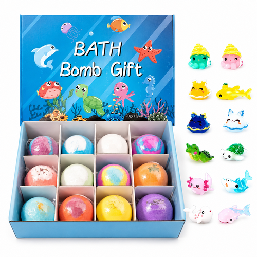 Bath Bomb Gift Set with Surprise Sea Animal Toys -Bath Bombs