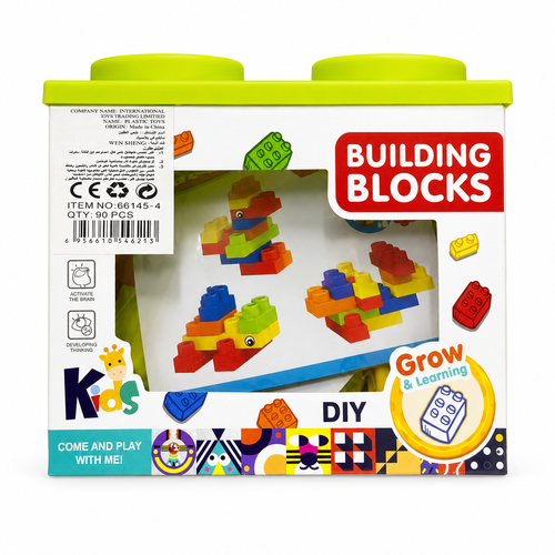 Kids Building Blocks Set – 90 Pieces DIY Construction Bricks