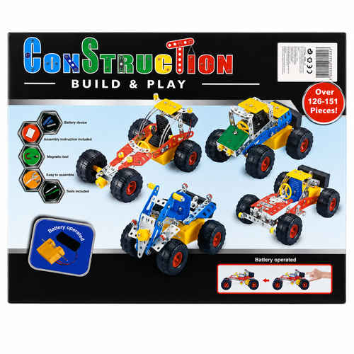 Construction Build & Play Metal Engineering Set – 126+ Pieces