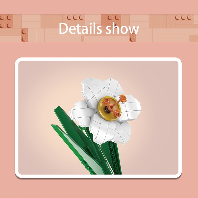 Flower World Narcissus Building Blocks – 122 PCS DIY Flower Set