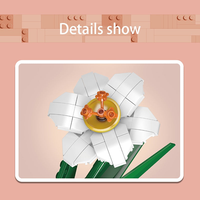 Flower World Narcissus Building Blocks – 122 PCS DIY Flower Set