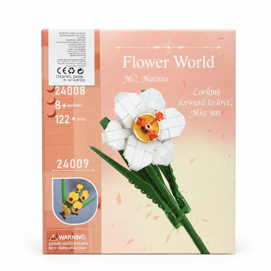 Flower World Narcissus Building Blocks – 122 PCS DIY Flower Set