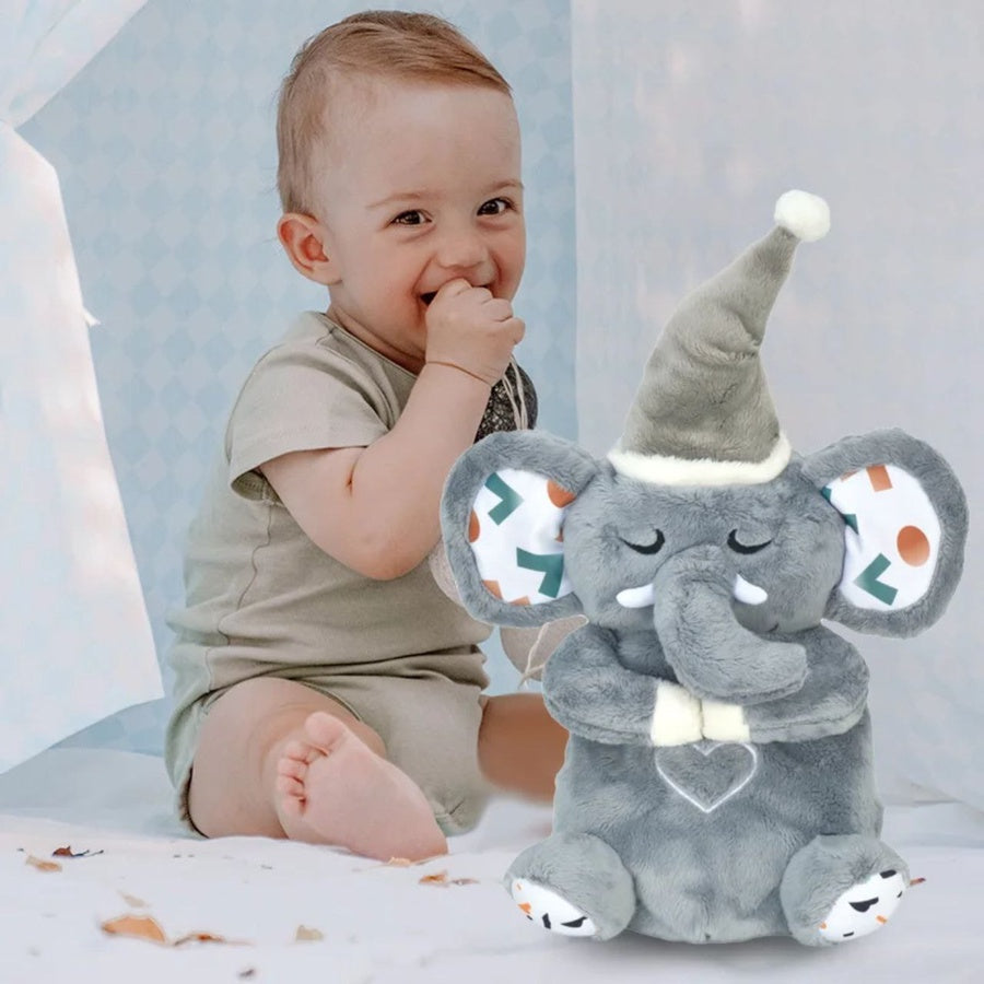 Breathing Elephant Plush Toy with Music & Calming Light