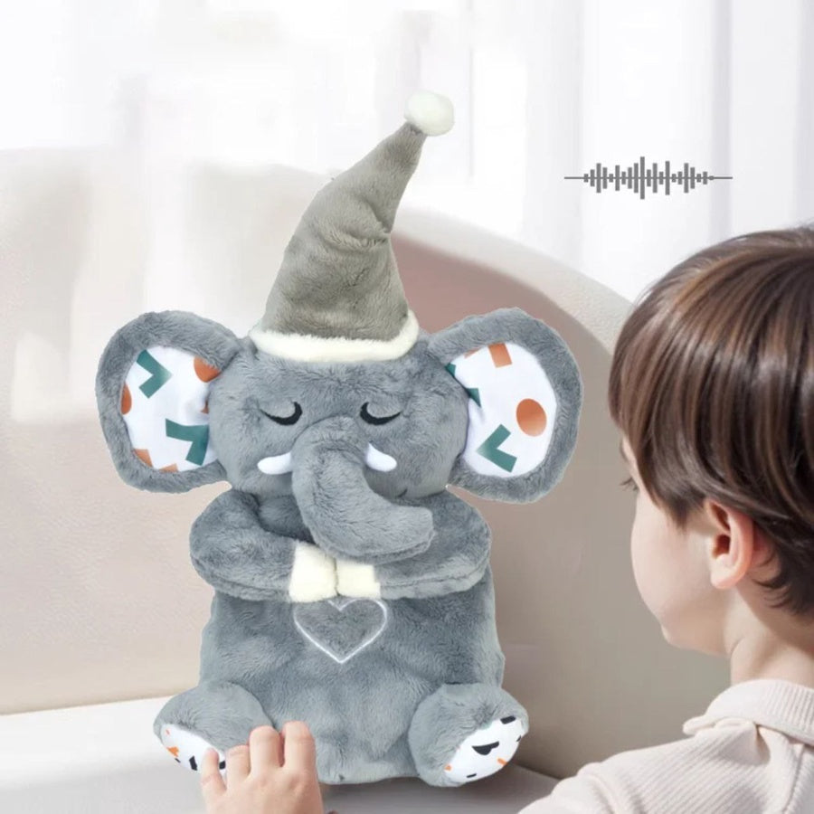 Breathing Elephant Plush Toy with Music & Calming Light