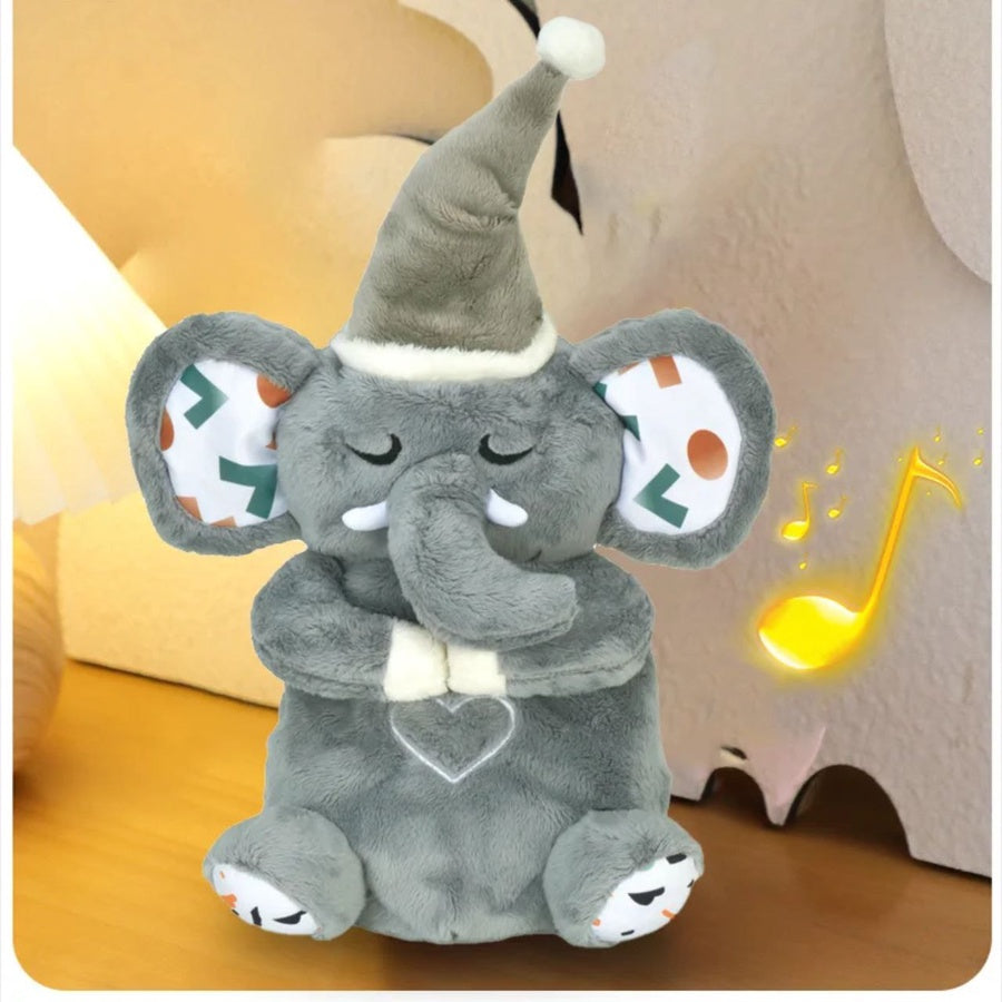 Breathing Elephant Plush Toy with Music & Calming Light