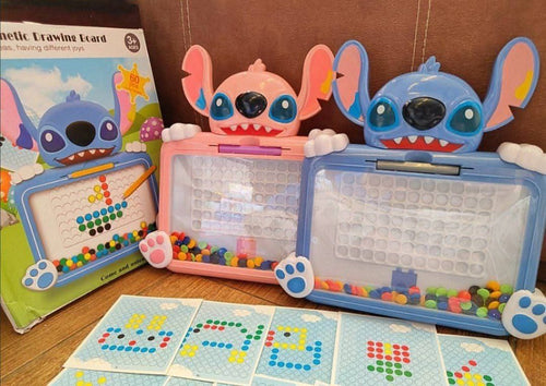 Stitch Magnetic Drawing Board with Color Beads & Pattern Cards
