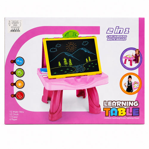 2-in-1 Kids Learning Table with Chalkboard & Whiteboard
