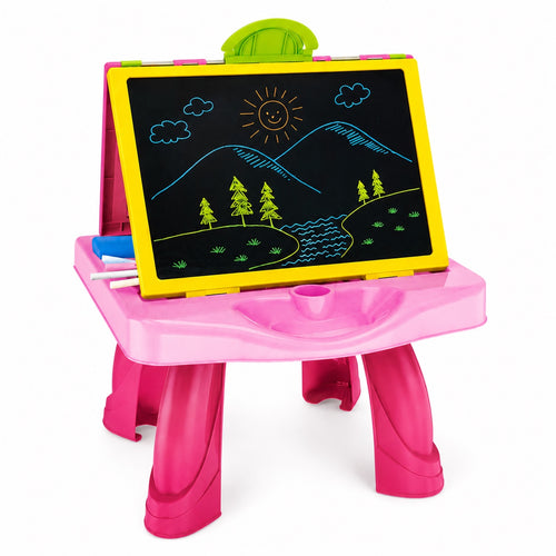 2-in-1 Kids Learning Table with Chalkboard & Whiteboard