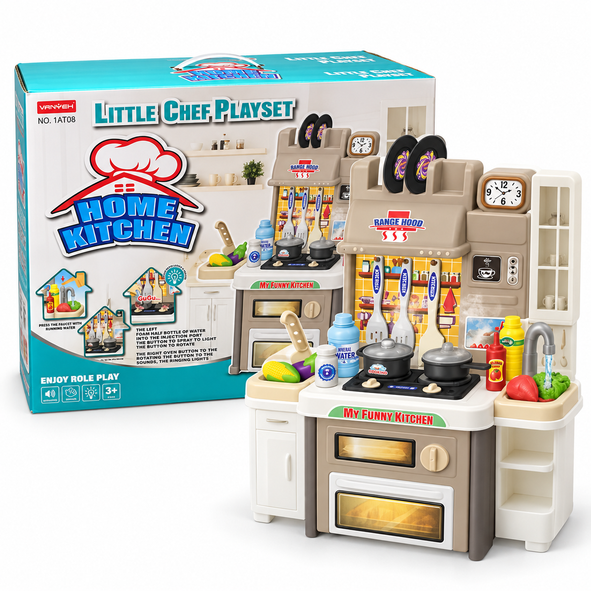 My Funny Kitchen Pretend Play Kitchen Set – Grey