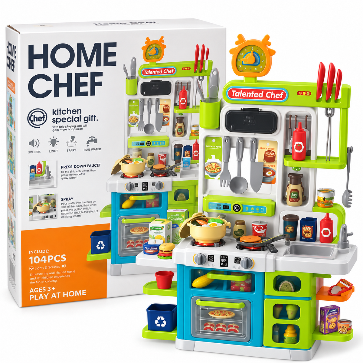 Talented Chef Green and Blue Pretend Kitchen Playset