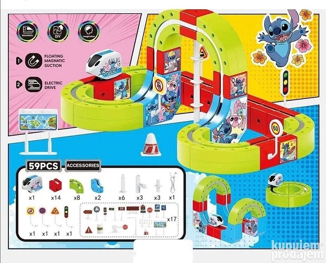 Stitch Magnetic Suspended Orbit Train Track Set – 89 Pieces